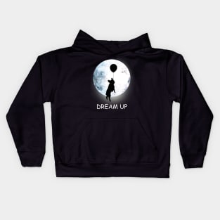 French bulldog lovers, frenchie at moon, dream up, follow your dream Kids Hoodie